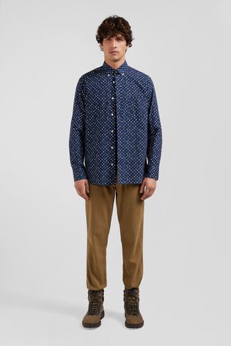 Chemise en popeline de coton bleu marine microimprimé floral coupe Regular - Eden Park - Modalova