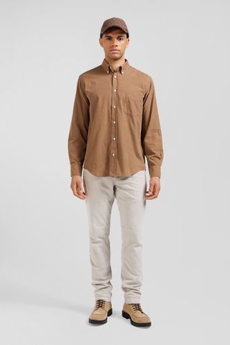 Chemise en coton uni camel col boutonné et poche poitrine coupe Regular - Eden Park - Modalova