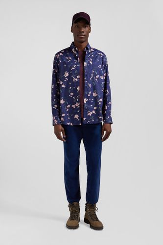 Chemise en popeline de coton Pima marine imprimé floral coupe Regular - Eden Park - Modalova