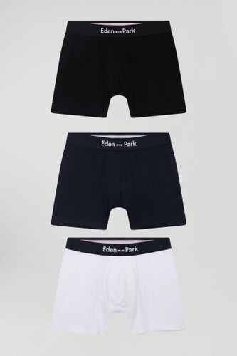 Lot de 3 boxers unis en coton stretch blanc - Eden Park - Modalova