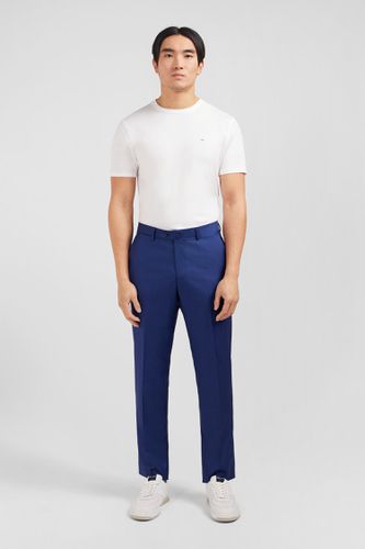 Pantalon regular bleu en laine à plis cassés - EDEN PARK - Modalova