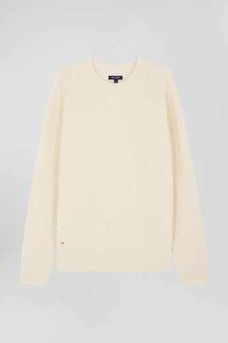 Pull col rond uni en laine et cachemire beige coupe Regular - Eden Park - Modalova