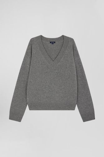 Pull col V en laine et cachemire gris coupe Relaxed - Eden Park - Modalova