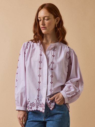Blouse brodée contrastée coton - Cyrillus - Modalova
