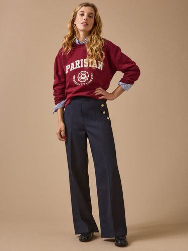 Pantalon large à pont boutons dorés Maé - Cyrillus - Modalova