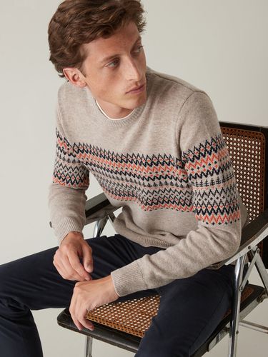 Pull col rond motif jacquard homme - Cyrillus - Modalova