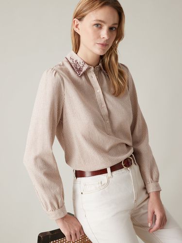 Blouse brodée carreaux Tattersall - Cyrillus - Modalova