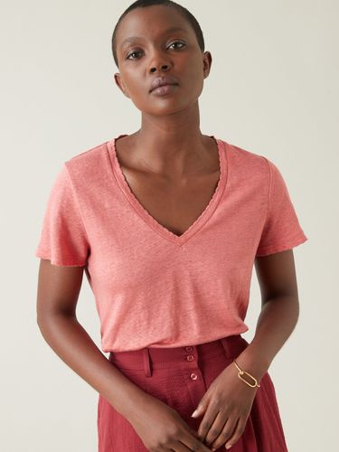 T-shirt lin col V femme - Cyrillus - Modalova