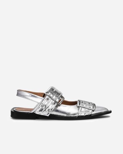 Feminine Buckle Ballerina 41 - Metallic - Ganni - Modalova