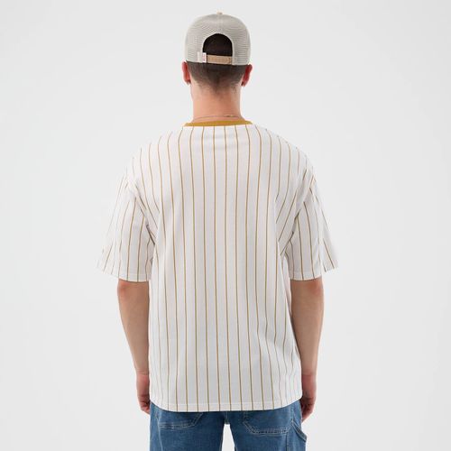 T-shirt Oversize à Rayures New Era Blanc & Jaune unisex - New Era Cap - Modalova