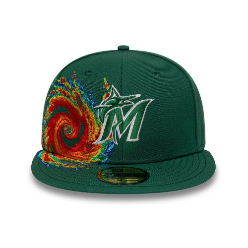 Casquette 59FIFTY Fitted Storm Pattern Miami Marlins MLB Vert Foncé unisex - New Era Cap - Modalova