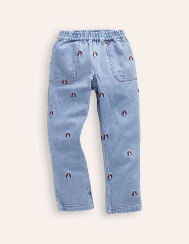 Jean fun à enfiler-Broderie chiot denim - Boden - Modalova