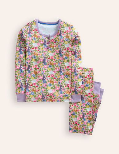 Pyjama à col tunisien douillet-Champ de lapins rose vintage - Boden - Modalova