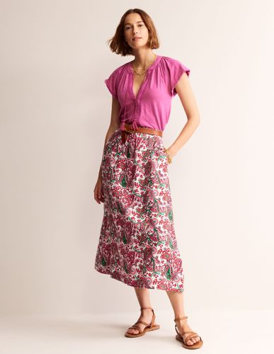 Jupe Florence en lin-Ivoire, motif Fantastical - Boden - Modalova