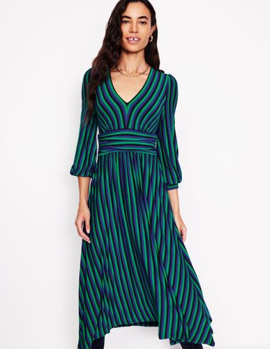 Robe longue Daphne en jersey-Émeraude profond, rayé mazarine - Boden - Modalova