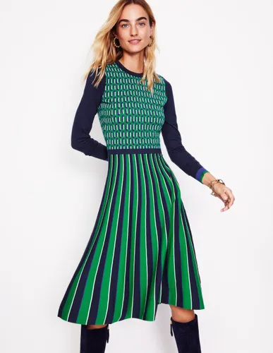Robe Maria en maille jacquard-Émeraude profond, tissage jacquard - Boden - Modalova
