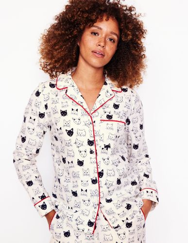 Haut de pyjama en coton brossé-Ivoire, chats - Boden - Modalova
