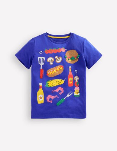 T-shirt manches courtes à appliqué-BBQ bleu vif - Boden - Modalova