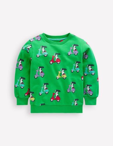 Sweat imprimé-Chiot à scooter vert printemps - Boden - Modalova