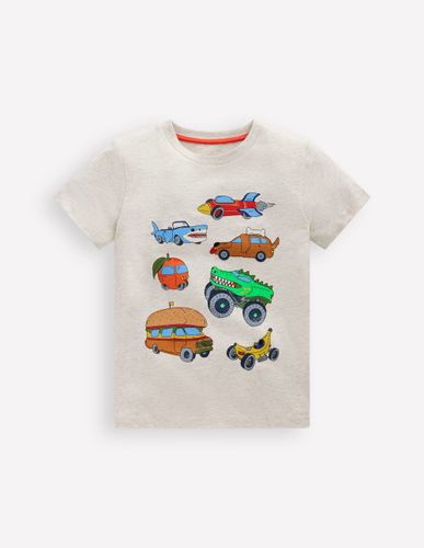 T-shirt imprimé à manches courtes-Motif Silly Vehicles avoine chiné - Boden - Modalova
