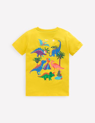 T-shirt à imprimé recto verso-Dino jaune ananas - Boden - Modalova
