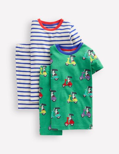 Pyjamas courts douillets-Chiot à scooter et rayé bleu - Boden - Modalova
