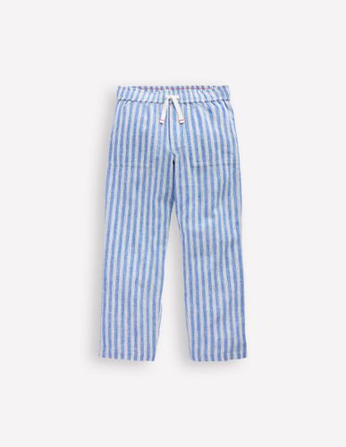 Pantalon à enfiler en coton et lin-Coutil bleu - Boden - Modalova