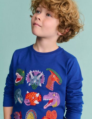 T-shirt à quadrillage super surpiqûres fun-Dino saphir - Boden - Modalova