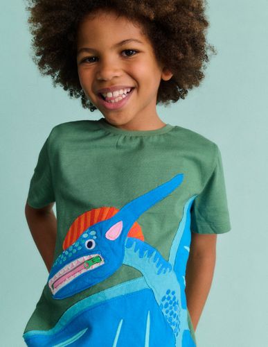 T-shirt zippé à appliqué-Dinosaure triton - Boden - Modalova