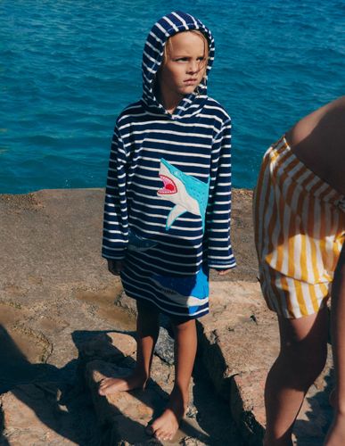 Poncho en éponge à appliqué-Requins bleu marine universitaire - Boden - Modalova