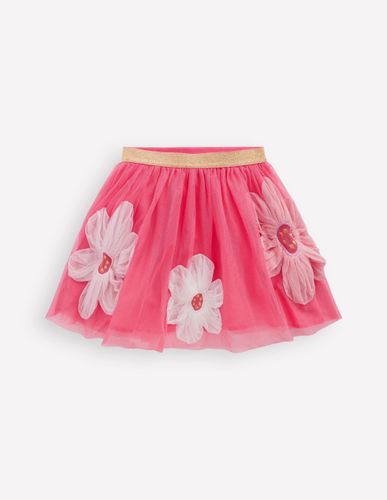 Jupe en tulle à appliqué-Fleurs roses - Boden - Modalova