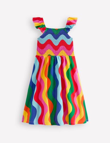 Robe Willa froncée en jersey-Bunt Wellen Streifen - Boden - Modalova