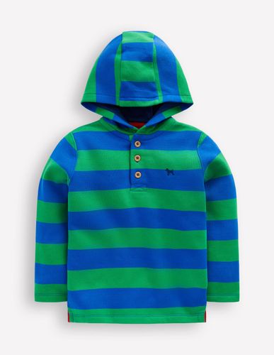Sweat à capuche boutonné-Vert printemps/bleu martin-pêcheur - Boden - Modalova