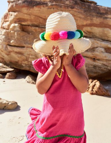 Chapeau de paille-Pompons multi - Boden - Modalova