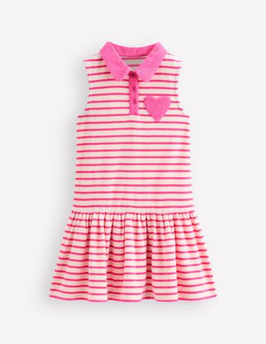Robe polo en éponge-Rayé rose/ivoire - Boden - Modalova