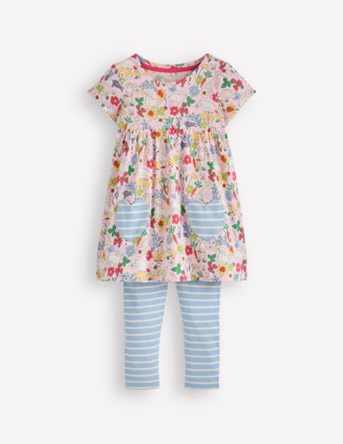 Ensemble avec tunique à manches courtes imprimée-Motif Spring Meadow rose français - Boden - Modalova