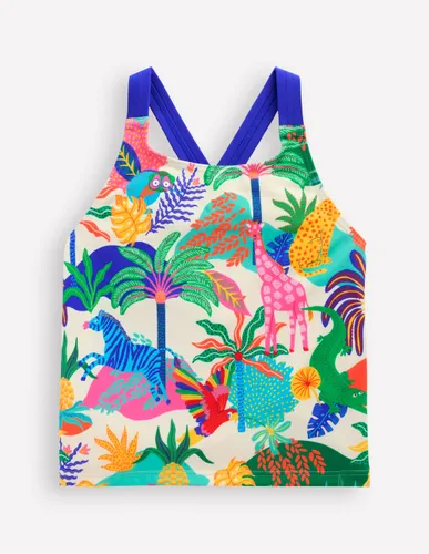 Top de tankini croisé dans le dos-Jungle multi ivoire doux - Boden - Modalova