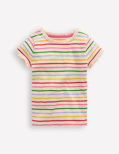 T-shirt côtelé à manches courtes-À Rayures Multicolores - Boden - Modalova