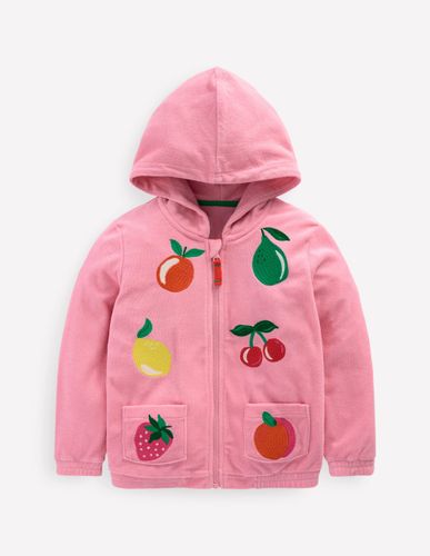 Sweat à capuche zippé en éponge-Fruits rose craie - Boden - Modalova