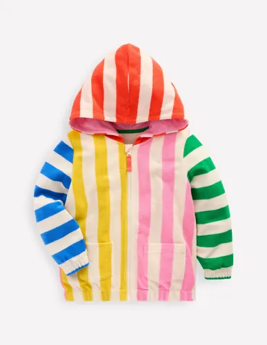 Sweat à capuche zippé en éponge-Rayé Méli-mélo Multicolore - Boden - Modalova