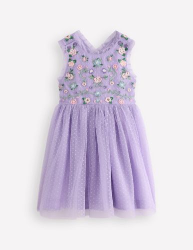 Robe en tulle croisée dans le dos-Broderie florale lilas - Boden - Modalova