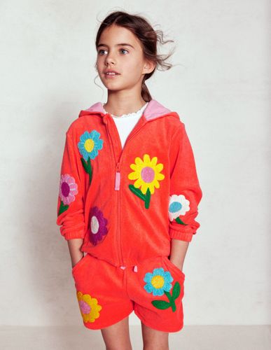 Short imprimé en éponge-Fleurs orange corail - Boden - Modalova