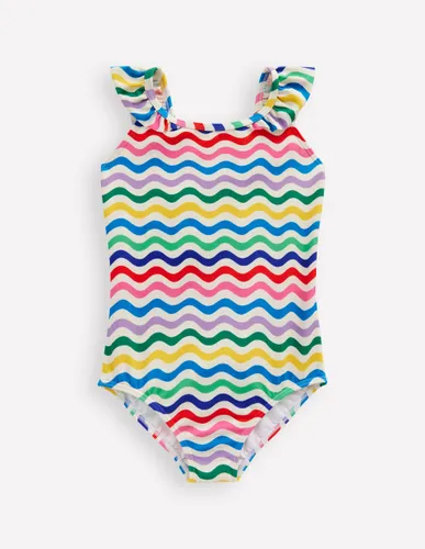 Maillot de bain Hallie à bretelles volantées-Motif floral xylographique multi - Boden - Modalova