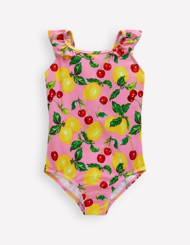 Maillot de bain Hallie à bretelles volantées-Citrons et cerises rose cosmos - Boden - Modalova