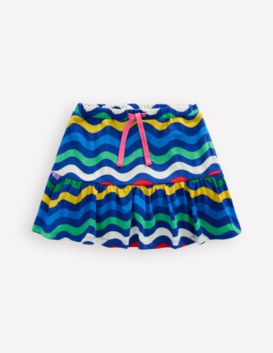 Jupe-short volantée en jersey-Motif Wave Stripe bleu vif - Boden - Modalova
