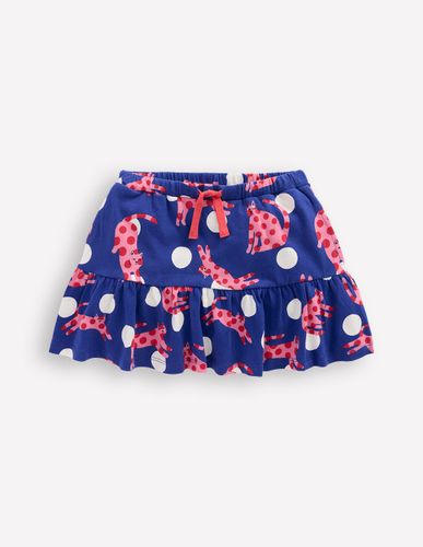 Jupe-short volantée en jersey-Chats à pois bleu vif - Boden - Modalova