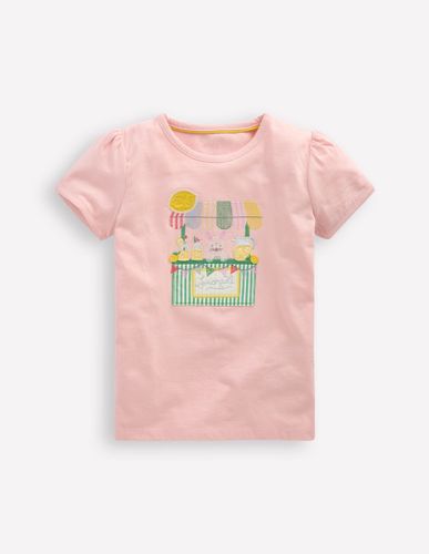 T-shirt à manches bouffantes et appliqué-Lapin limonade rose craie - Boden - Modalova