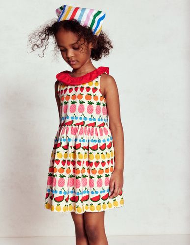 Robe en jersey à col volanté-Rayé fruits ivoire - Boden - Modalova
