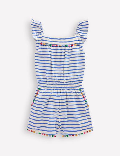Combishort à pompons Ciara en jersey-Rayé ivoire/bleu azur - Boden - Modalova