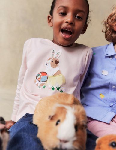 T-shirt à manches bouffantes et appliqué-Cochon d'Inde rose craie - Boden - Modalova